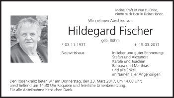 Anzeige von Hildegard Fischer von MGO