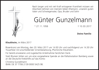 Anzeige von Günter Gunzelmann von MGO