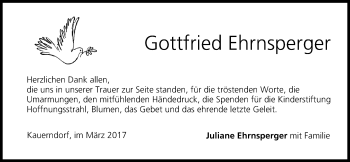 Anzeige von Gottfried Ehrnsperger von MGO