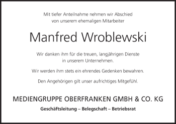 Anzeige von Manfred Wroblewski von MGO