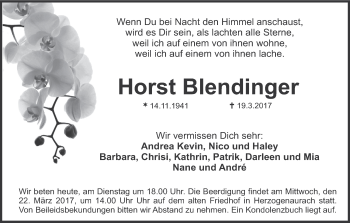 Anzeige von Horst Blendinger von MGO