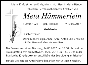 Anzeige von Meta Hämmerlein von MGO