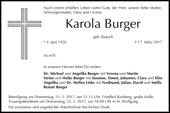 Anzeige von Karola Burger von MGO