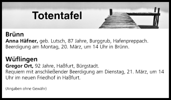Anzeige von Totentafel vom 18.03.2017 von MGO