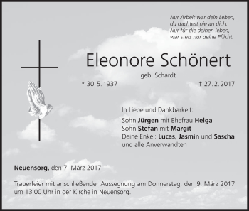 Anzeige von Eleonore Schönert von MGO