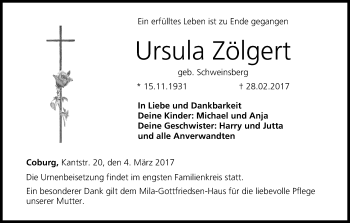 Anzeige von Ursula Zölgert von MGO