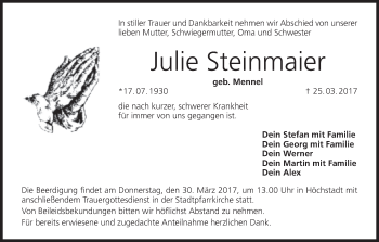 Anzeige von Julie Steinmaier von MGO