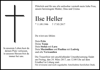 Anzeige von Ilse Heller von MGO