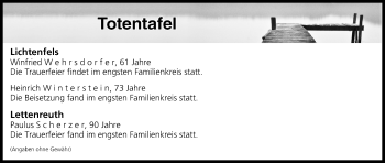 Anzeige von Totentafel vom 30.03.2017 von MGO