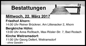 Anzeige von Bestattungen vom 22.03.2017 von MGO