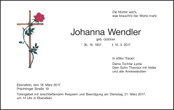 Anzeige von Johanna Wendler von MGO
