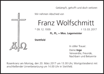 Anzeige von Franz Wolfschmitt von MGO