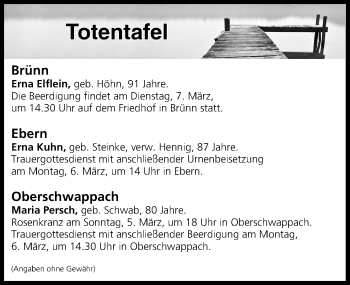 Anzeige von Totentafel 06.03.2017 von MGO