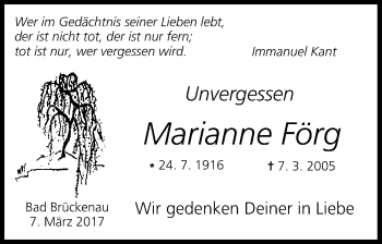 Anzeige von Marianne Förg von MGO