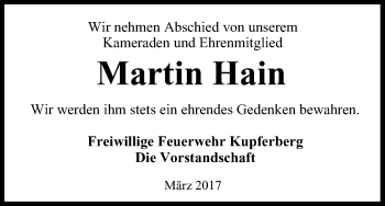 Anzeige von Martin Hain von MGO