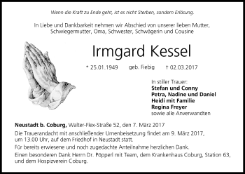 Anzeige von Irmgard Kessel von MGO
