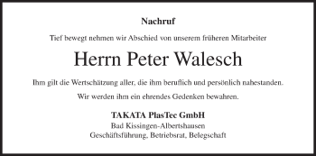 Anzeige von Peter Walesch von MGO