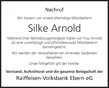 Anzeige von Silke Arnold von MGO