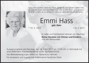 Anzeige von Emmi Hass von MGO