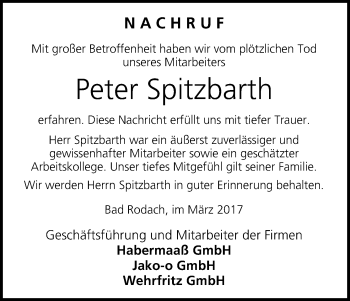Anzeige von Peter Spitzbarth von MGO