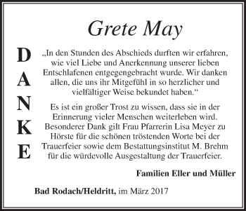 Anzeige von Grete May von MGO
