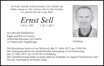 Anzeige von Ernst Sell von MGO