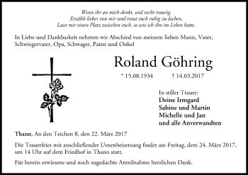 Anzeige von Roland Göhring von MGO