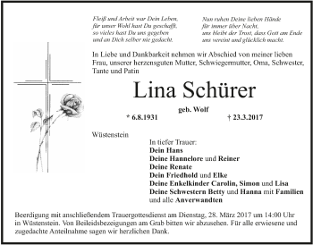 Anzeige von Lina Schürer von MGO