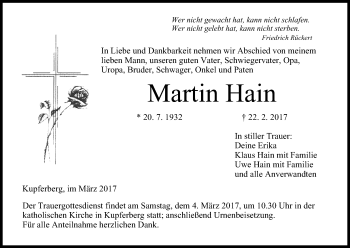 Anzeige von Martin Hain von MGO