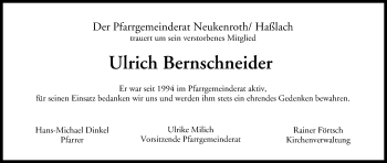 Anzeige von Ulrich Bernschneider von MGO