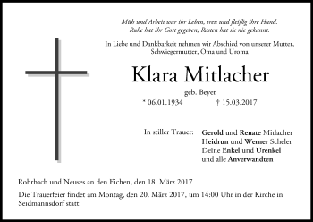 Anzeige von Klara Mitlacher von MGO