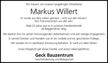 Anzeige von Markus Willert von MGO