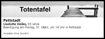 Anzeige von Totentafel vom 31.03.2017 von MGO