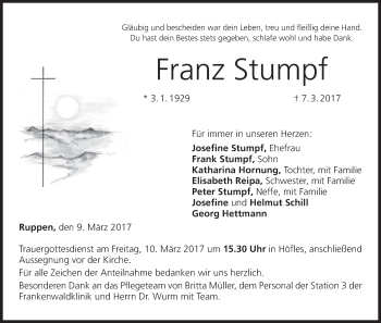 Anzeige von Franz Stumpf von MGO