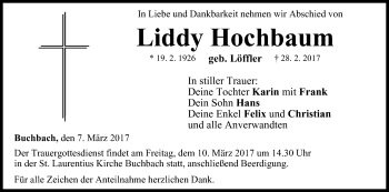 Anzeige von Liddy Hochbaum von MGO