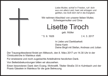 Anzeige von Lisette Tiroch von MGO