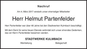 Anzeige von Helmut Partenfelder von MGO
