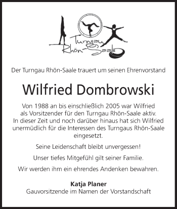 Anzeige von Wilfried Dombrowski von MGO