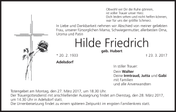 Anzeige von Hilde Friedrich von MGO