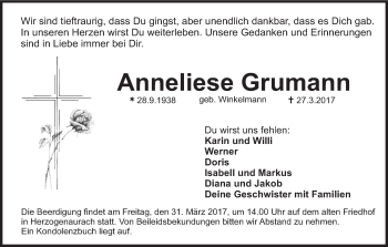 Anzeige von Anneliese Grumann von MGO