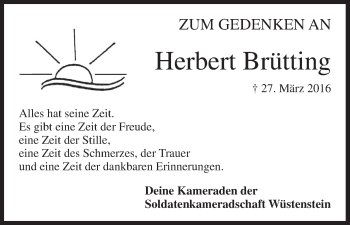 Anzeige von Herbert Brütting von MGO