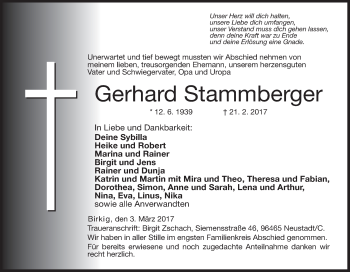 Anzeige von Gerhard Stammberger von MGO