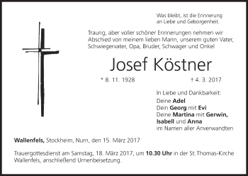 Anzeige von Josef Kästner von MGO
