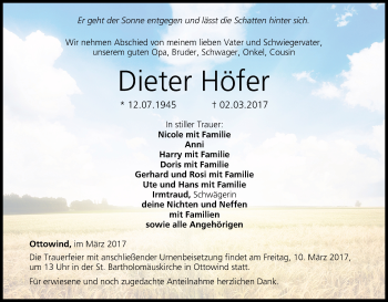 Anzeige von Dieter Höfer von MGO