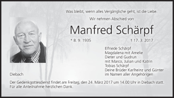 Anzeige von Manfred Schärpf von MGO