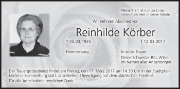 Anzeige von Reinhilde Körber von MGO