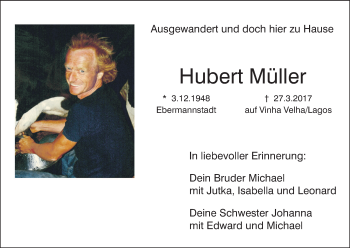 Anzeige von Hubert Müller von MGO