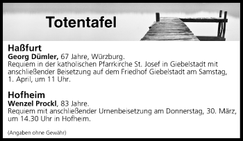 Anzeige von Totentafel vom 30.03.2017 von MGO