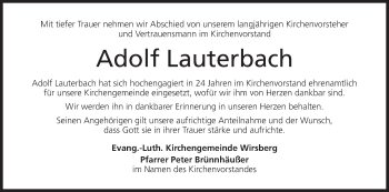 Anzeige von Adolf Lauterbach von MGO