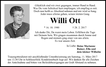 Anzeige von Willi Ott von MGO